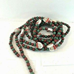 Wooden Bead Garland Strand Christmas Tree Santa